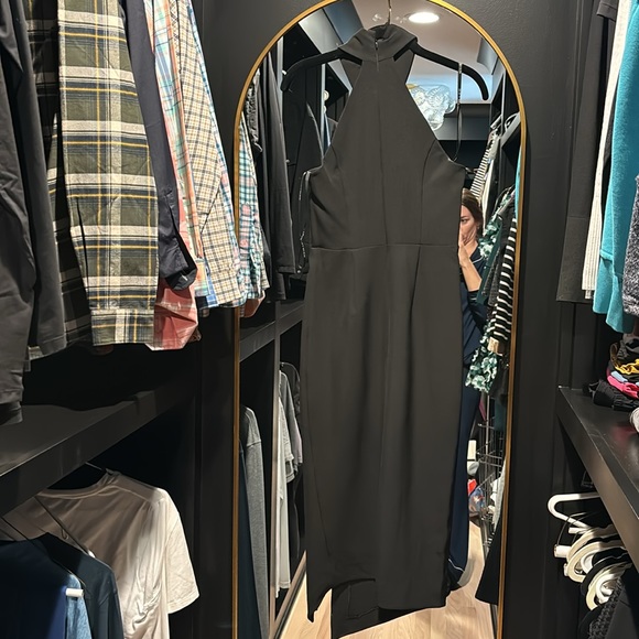 Shona Joy Black Cross Neck Halter Dress size 2 Like new - Picture 4 of 4